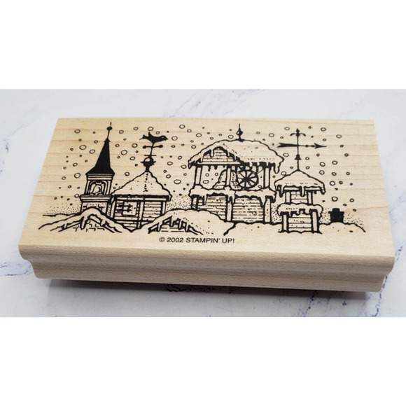 Stampin Up Winter Wonderland Rubber Stamp Falling Snow Village Town - Picture 1 of 7